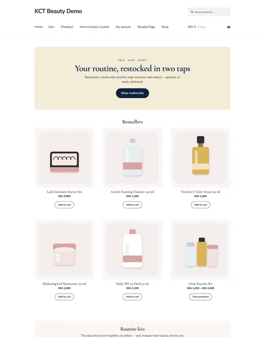 Home page of the Beauty & Cosmetics store template
